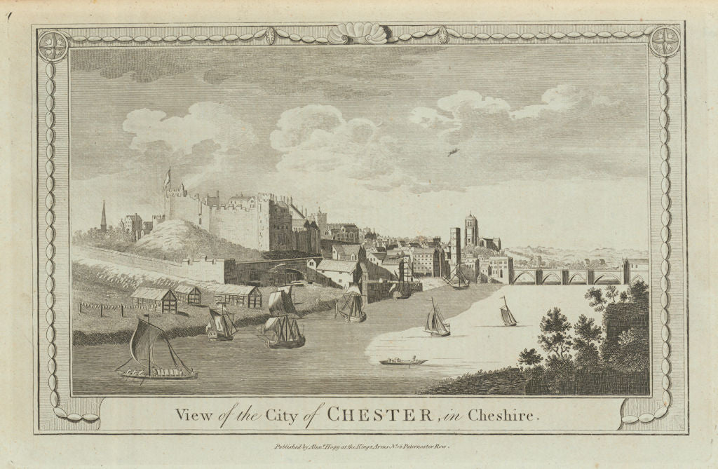View of the city of Chester, in Cheshire. WALPOOLE 1794 old antique print
